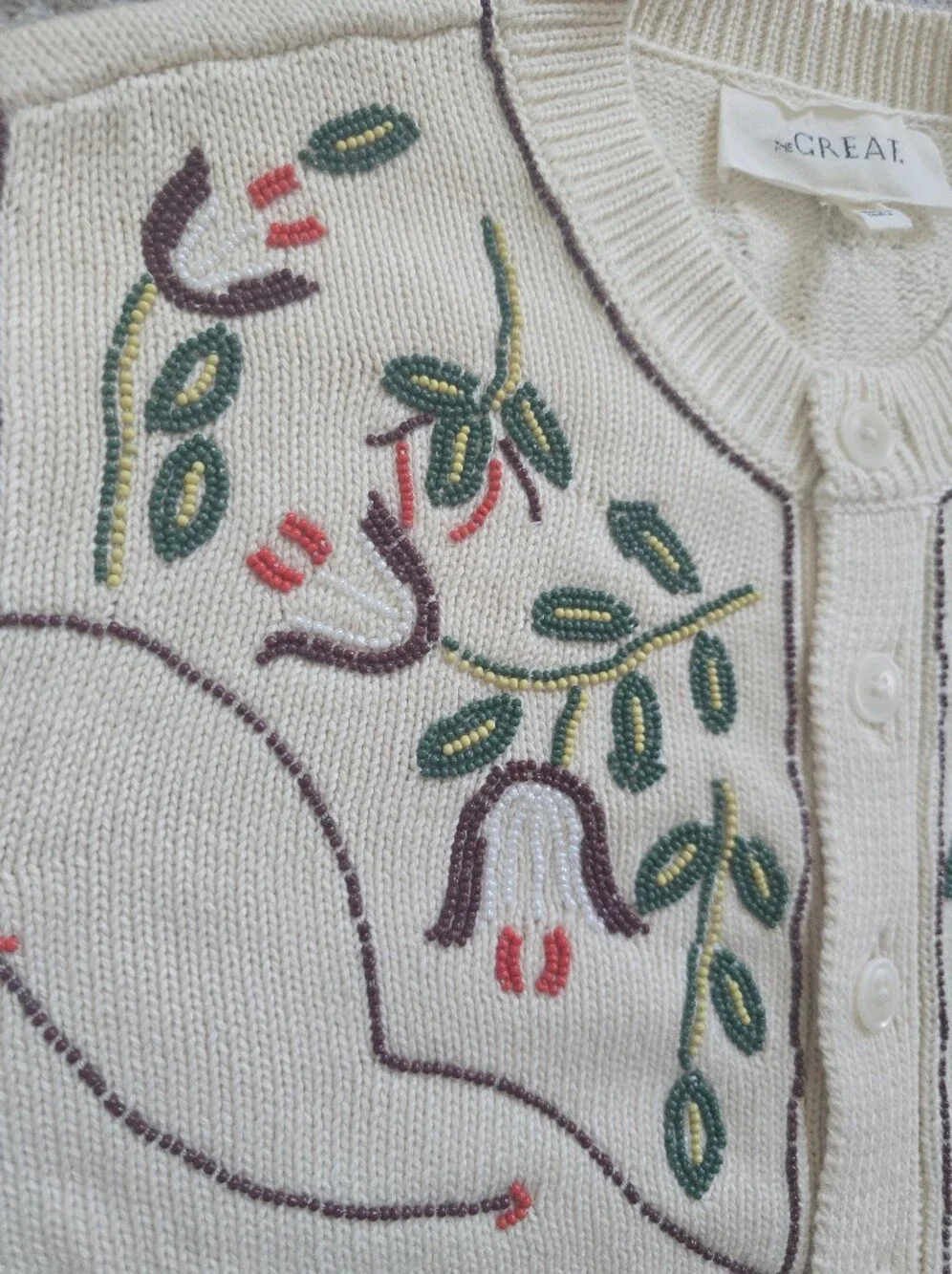 The Great Women's Western Beaded Natural Cardigan Size 1 Small
